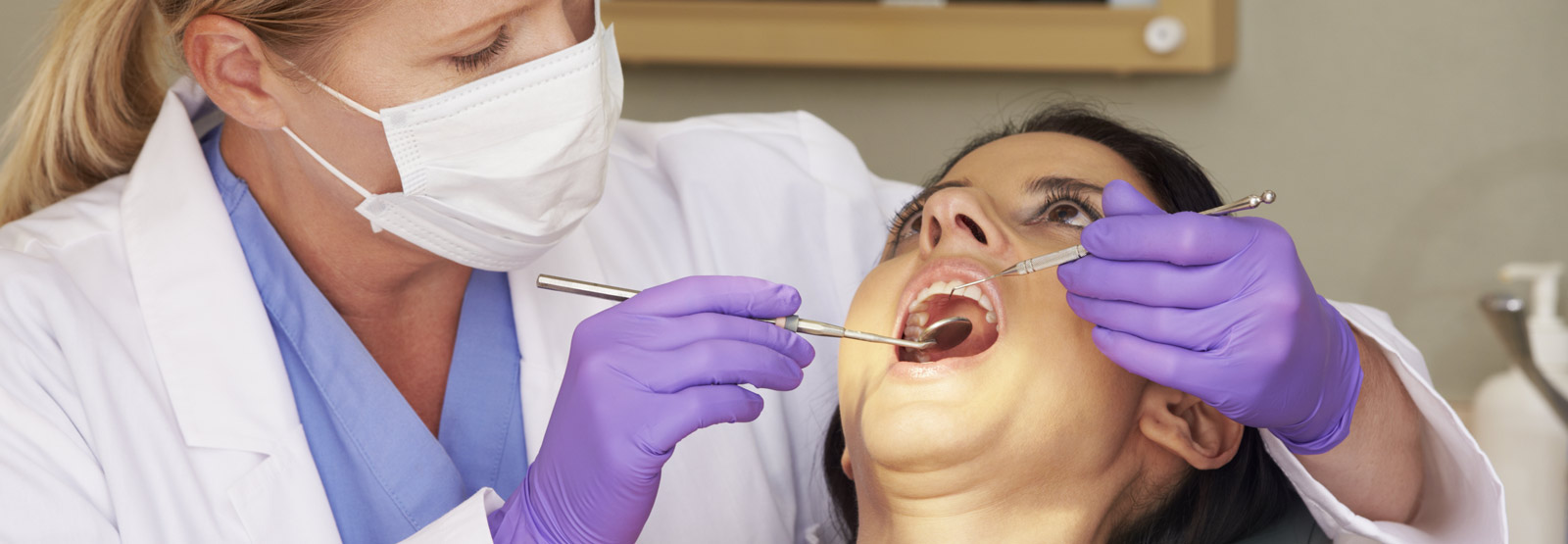 A woman having a dental check up
