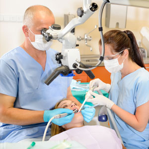 Woman at dentist surgery having dental checkup