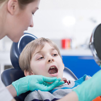 Boy in dental office