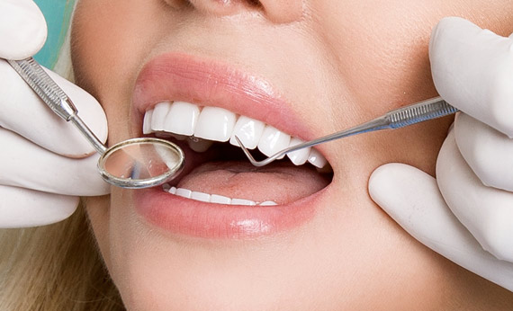A woman having a dental check up
