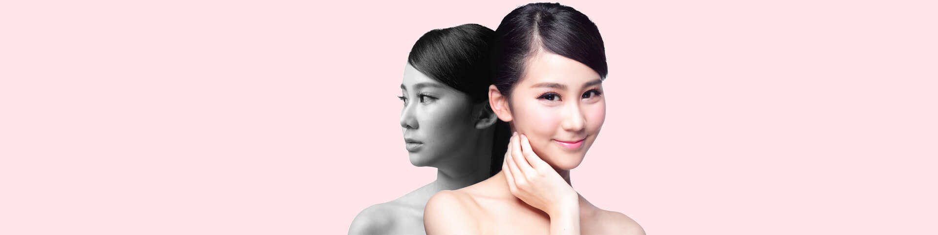 Skin care woman after and before