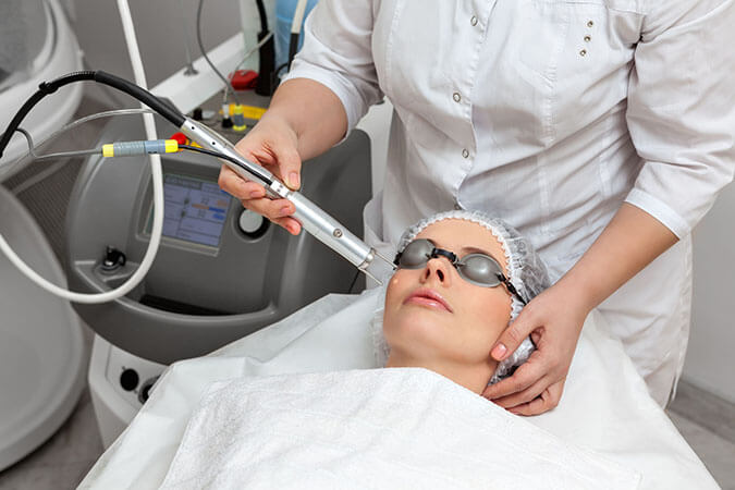 What is the process of laser treatment by a dermatologist near me in the Potomac area?