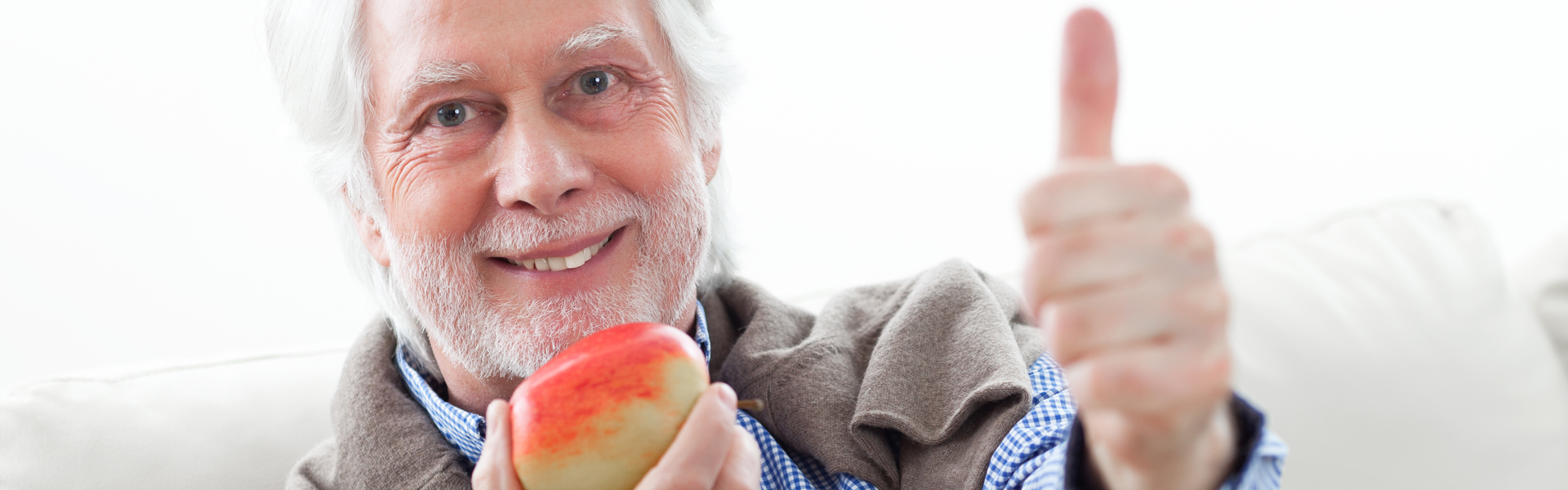 Old man with apple